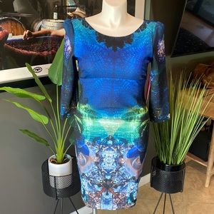 NWT Betsey Johnson Mixed Media Midi Scuba Dress